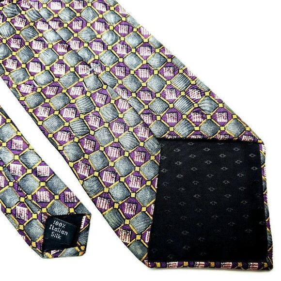 Henry Grethel Silk Tie Purple Wide Print‎ - Picture 5 of 6